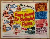 a221 DOWN AMONG THE SHELTERING PALMS half-sheet movie poster '52 Lundigan