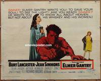 a229 ELMER GANTRY style A half-sheet movie poster '60 Burt Lancaster, Jean Simmons
