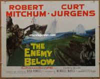 a233 ENEMY BELOW half-sheet movie poster '58 Robert Mitchum, Dick Powell
