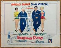 a237 EVERYTHING'S DUCKY half-sheet movie poster '61 Rooney, talking duck!