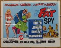a246 FAT SPY half-sheet movie poster '66 Phyllis Diller, Jayne Mansfield