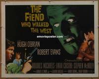 a250 FIEND WHO WALKED THE WEST half-sheet movie poster '58 Hugh O'Brian