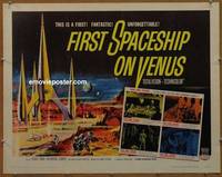 a251 FIRST SPACESHIP ON VENUS half-sheet movie poster '62 German sci-fi!