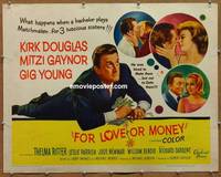 a260 FOR LOVE OR MONEY half-sheet movie poster '63 Douglas, Gaynor