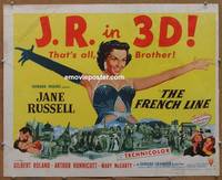a270 FRENCH LINE style A half-sheet movie poster '54 sexy 3-D Jane Russell!