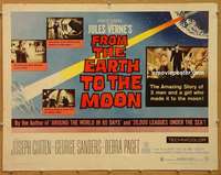 a275 FROM THE EARTH TO THE MOON half-sheet movie poster '58 Jules Verne