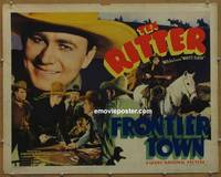 a278 FRONTIER TOWN half-sheet movie poster '38 Tex Ritter gambling!