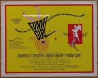 a281 FUNNY GIRL half-sheet movie poster '69 Barbra Streisand, Omar Sharif