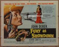 a283 FURY AT SHOWDOWN half-sheet movie poster '57 John Derek, John Smith