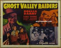 a293 GHOST VALLEY RAIDERS half-sheet movie poster '40 Don Red Barry