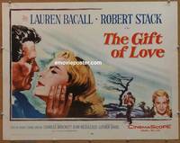 a297 GIFT OF LOVE half-sheet movie poster '58 Lauren Bacall, Robert Stack