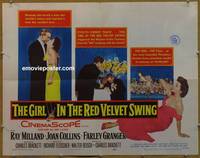 a301 GIRL IN THE RED VELVET SWING half-sheet movie poster '55 Joan Collins