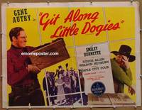 a305 GIT ALONG LITTLE DOGIES half-sheet movie poster R40s Gene Autry