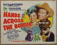 a337 HANDS ACROSS THE BORDER half-sheet movie poster '43 Roy Rogers