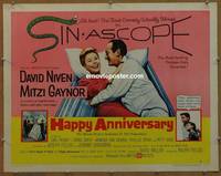 a343 HAPPY ANNIVERSARY style A half-sheet movie poster '59 Niven, Gaynor