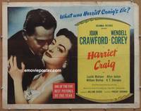 a346 HARRIET CRAIG half-sheet movie poster '50 Joan Crawford, Corey