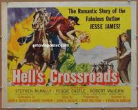 a354 HELL'S CROSSROADS half-sheet movie poster '57 Peggy Castle, Vaughn