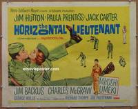 a373 HORIZONTAL LIEUTENANT half-sheet movie poster '62 Hutton, Prentiss