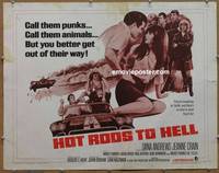 a375 HOT RODS TO HELL half-sheet movie poster '67 classic car racing film!