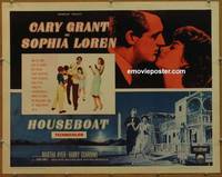 a382 HOUSEBOAT style B half-sheet movie poster '58 Cary Grant, Sophia Loren