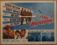 a387 HUNTERS half-sheet movie poster '58 Robert Mitchum, Robert Wagner