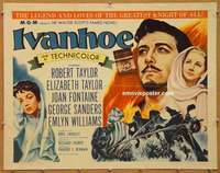 a408 IVANHOE half-sheet movie poster R62 Liz Taylor, Joan Fontaine