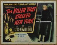 a438 KILLER THAT STALKED NEW YORK half-sheet movie poster '50 Evelyn Keyes