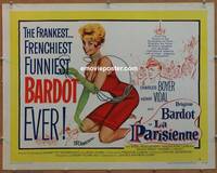 a446 LA PARISIENNE half-sheet movie poster '58 sexy Brigitte Bardot!