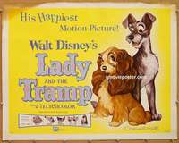 a447 LADY & THE TRAMP half-sheet movie poster R62 Walt Disney classic!