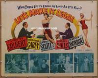 a469 LET'S MAKE IT LEGAL half-sheet movie poster '51 early Monroe!