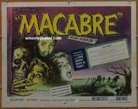 a497 MACABRE half-sheet movie poster '58 William Castle, horror image!