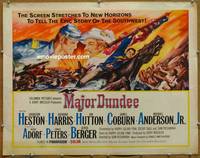 a500 MAJOR DUNDEE half-sheet movie poster '65 Heston, Richard Harris