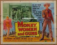 a536 MONEY, WOMEN & GUNS half-sheet movie poster '58 Jock Mahoney