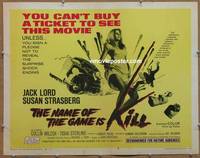 a551 NAME OF THE GAME IS KILL half-sheet movie poster '68 Strasberg