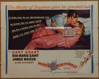 a564 NORTH BY NORTHWEST style B 1/2sh '59 Cary Grant kissing Eva Marie Saint, Alfred Hitchcock classic!