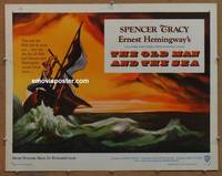 a570 OLD MAN & THE SEA half-sheet movie poster '58 Spencer Tracy, Hemingway