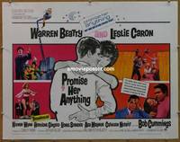 a635 PROMISE HER ANYTHING half-sheet movie poster '66 Warren Beatty, Caron