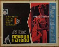 a637 PSYCHO rare style B half-sheet movie poster '60 Alfred Hitchcock