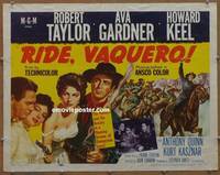 a669 RIDE VAQUERO style A half-sheet movie poster '53 Taylor, Ava Gardner