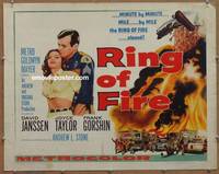 a675 RING OF FIRE half-sheet movie poster '61 David Janssen, Taylor