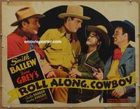 a684 ROLL ALONG COWBOY half-sheet movie poster '37 Zane Grey, Ballew