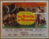 a686 ROOTS OF HEAVEN half-sheet movie poster '58 Errol Flynn, Julie Greco