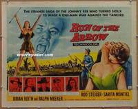 a691 RUN OF THE ARROW half-sheet movie poster '57 Sam Fuller, Rod Steiger