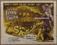 a697 SAN ANTONIO half-sheet movie poster R56 Errol Flynn, Alexis Smith