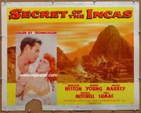 a706 SECRET OF THE INCAS half-sheet movie poster '54 Charlton Heston