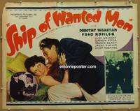 a719 SHIP OF WANTED MEN #2 half-sheet movie poster '33 Dorothy Sebastian