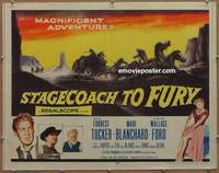 a754 STAGECOACH TO FURY half-sheet movie poster '56 Forrest Tucker