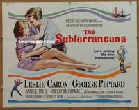 a766 SUBTERRANEANS half-sheet movie poster '60 Jack Kerouac, Leslie Caron