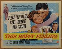 a792 THIS HAPPY FEELING half-sheet movie poster '58 Reynolds, Jurgens