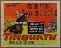 a803 TIMBUKTU half-sheet movie poster '59 Victor Mature, Yvonne De Carlo
